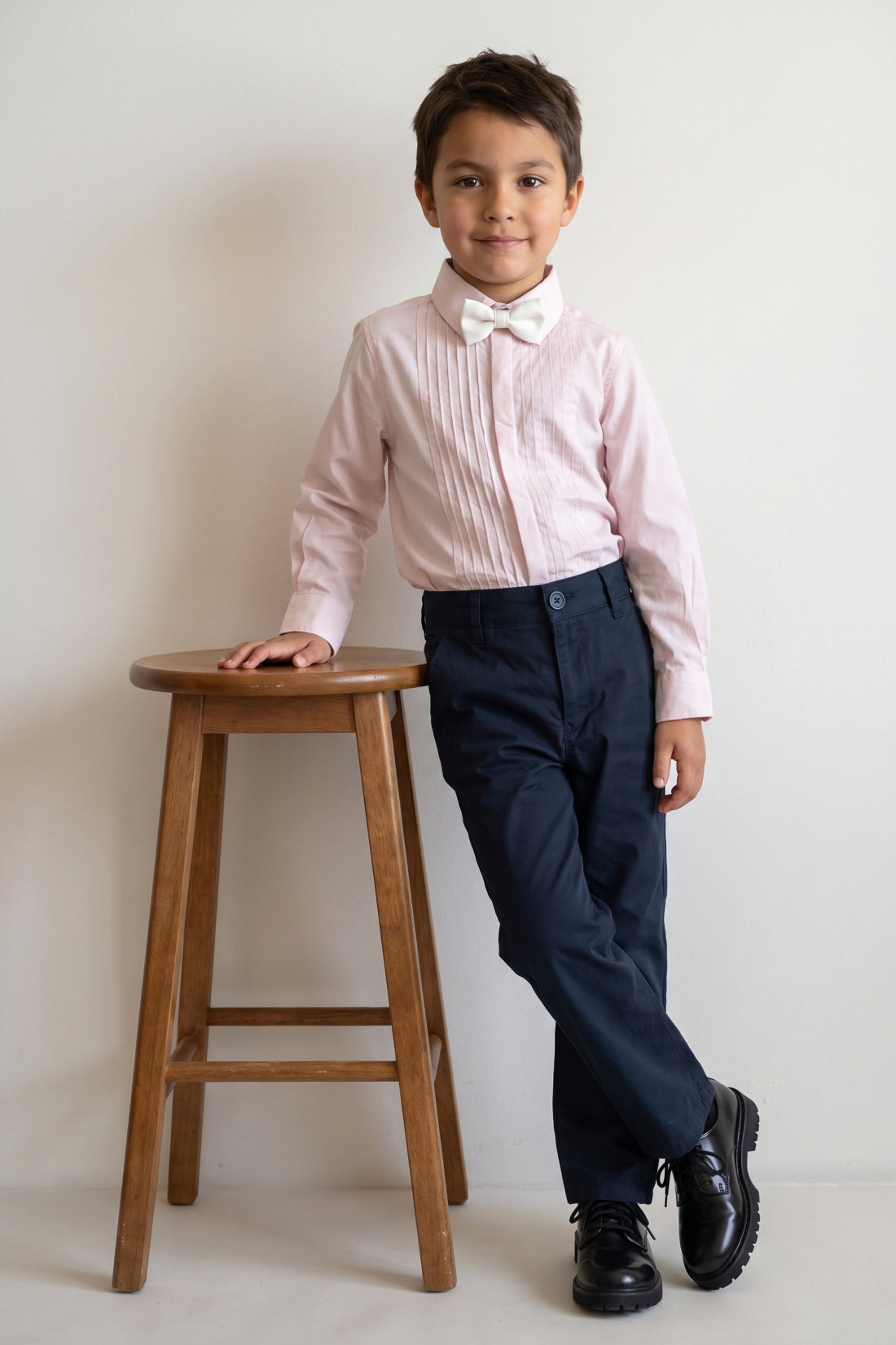 Boys Pink Solid Cotton Poplin Regular Fit Shirt