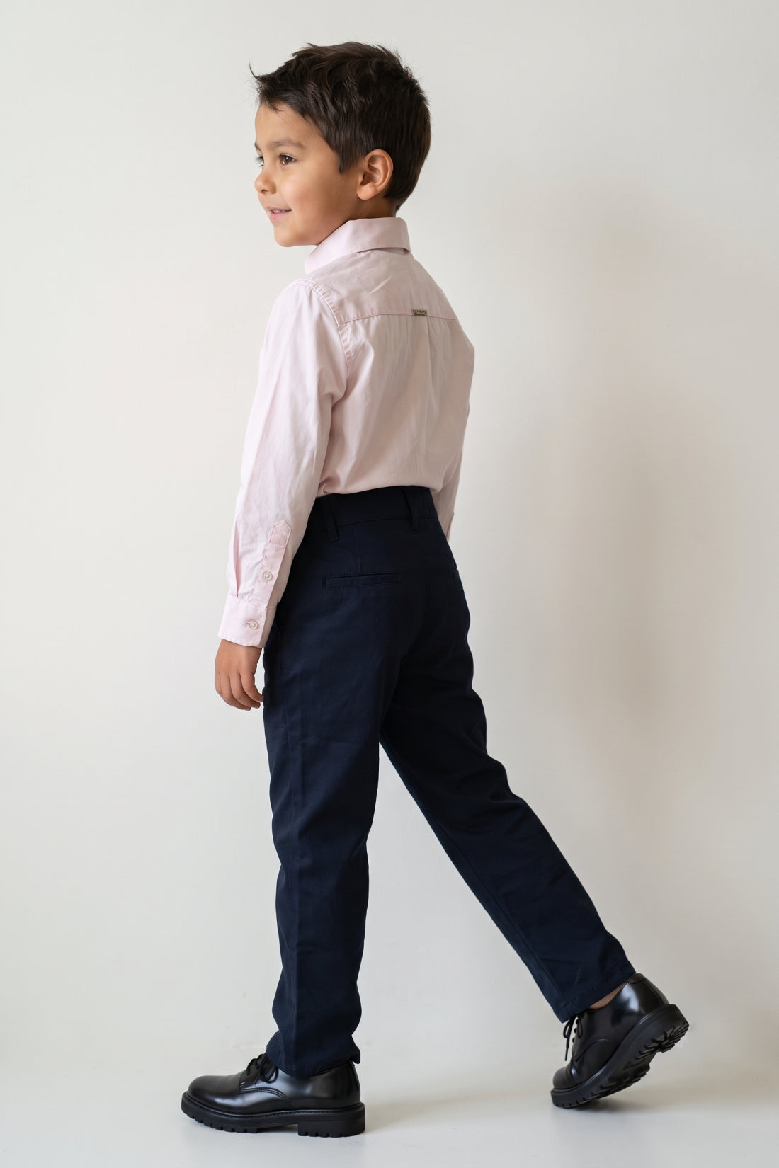 Boys Pink Solid Cotton Poplin Regular Fit Shirt
