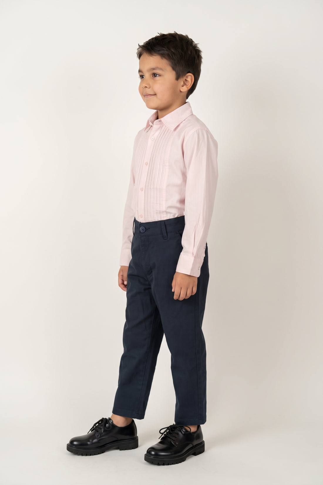 Boys Pink Solid Cotton Poplin Regular Fit Shirt