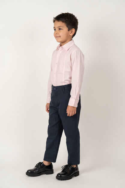 Boys Pink Solid Cotton Poplin Regular Fit Shirt