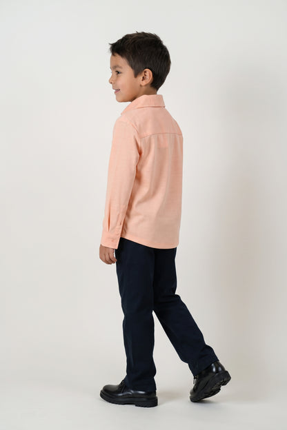 Boys Pink Cotton Blend Regular Fit Shirt