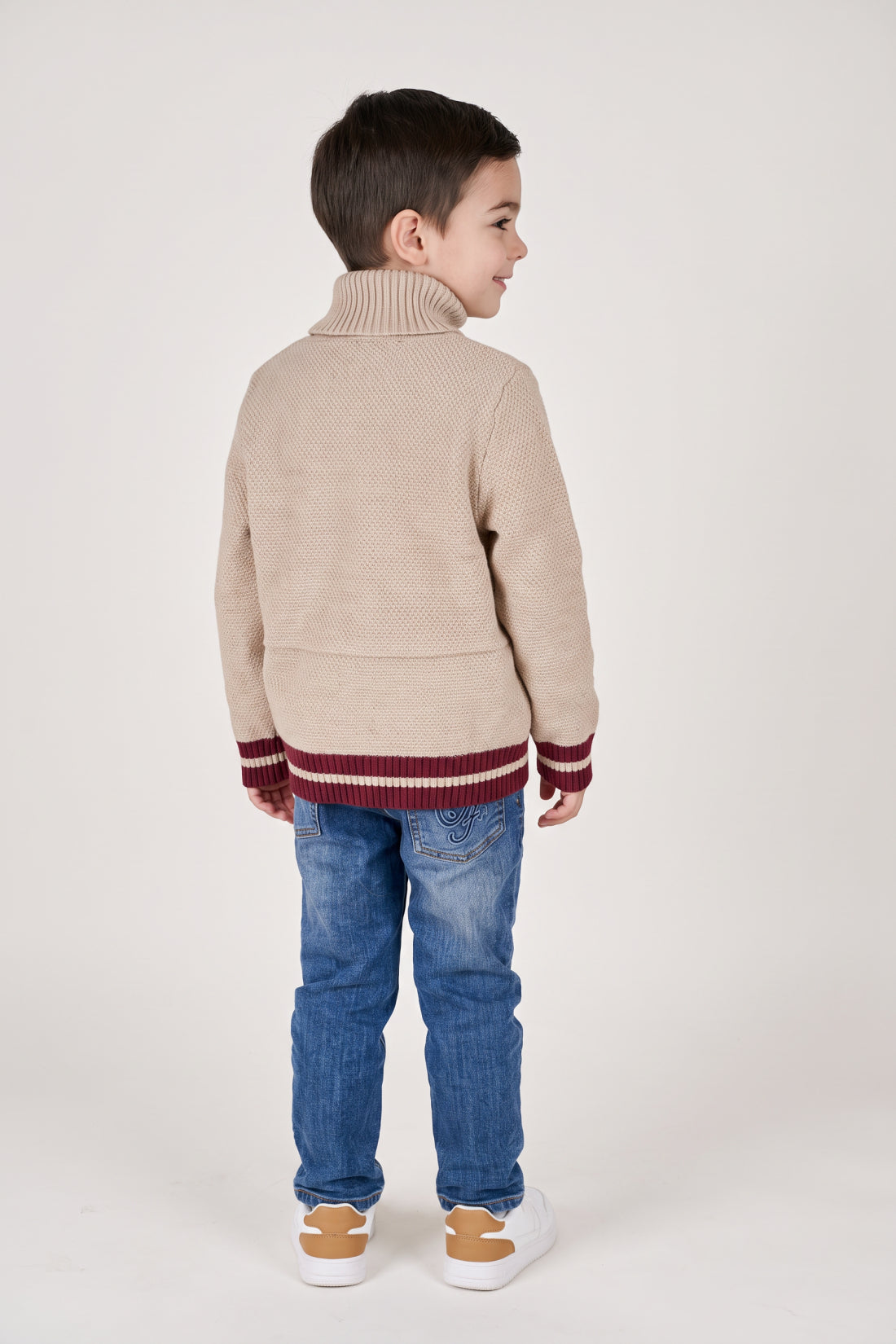 Boys Sand Embellished High Neck Sweater