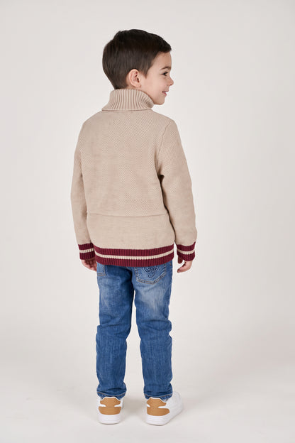 Boys Sand Embellished High Neck Sweater