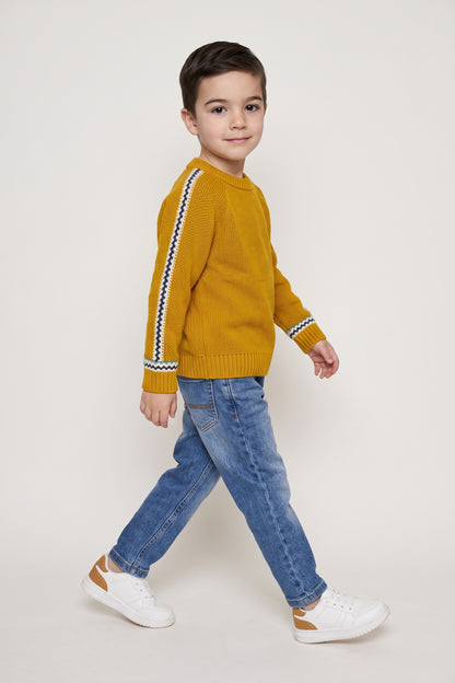 Boys Mustard Acrylic Round Neck Sweater