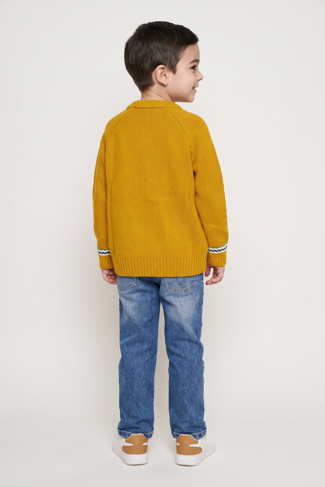 Boys Mustard Acrylic Round Neck Sweater