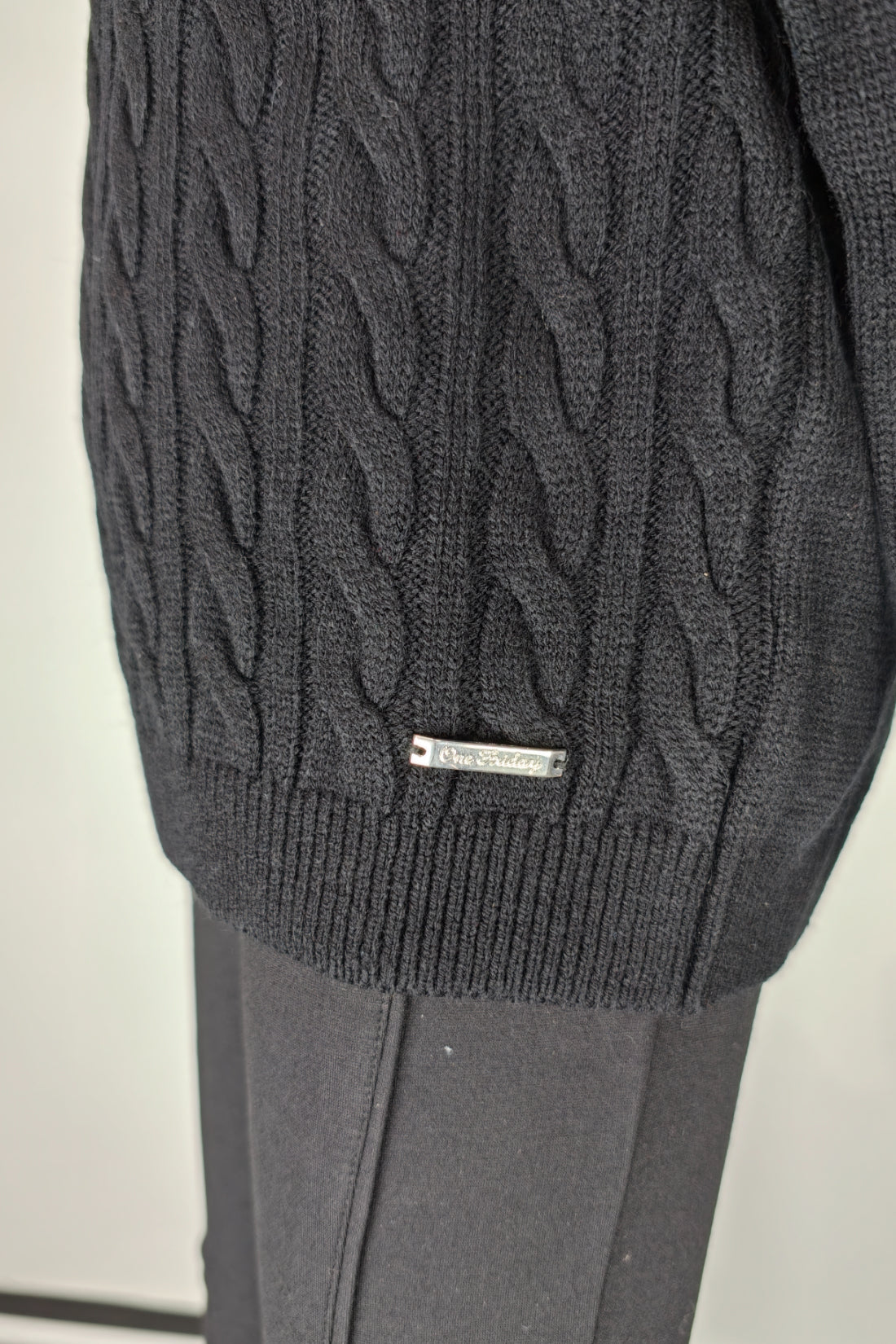 Boys Black Acrylic Round Neck Sweater