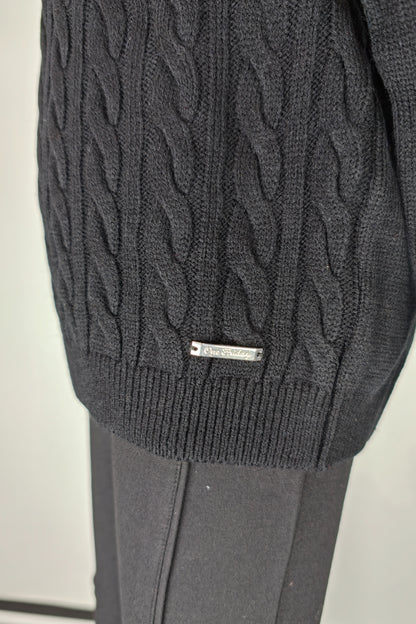 Boys Black Acrylic Round Neck Sweater