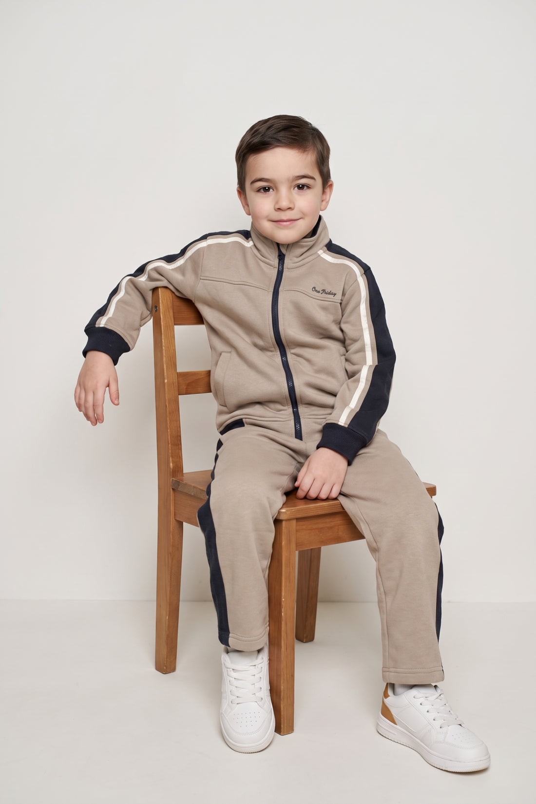 Boys Sand Cotton Blend Zip Sweatshirt