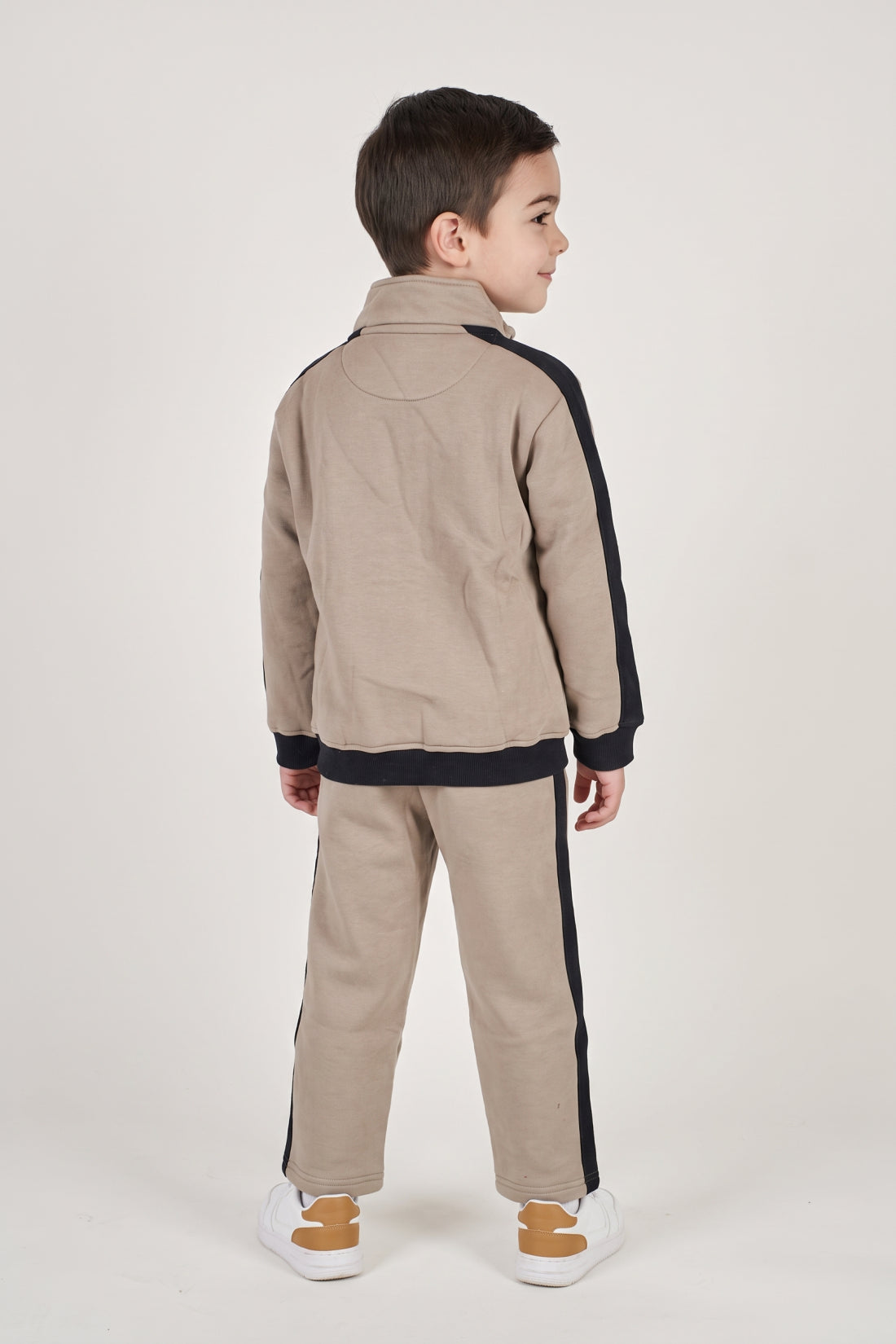 Boys Sand Cotton Blend Zip Sweatshirt