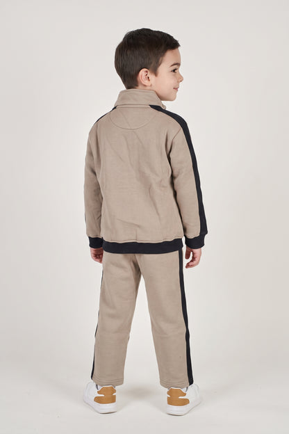 Boys Sand Cotton Blend Zip Sweatshirt