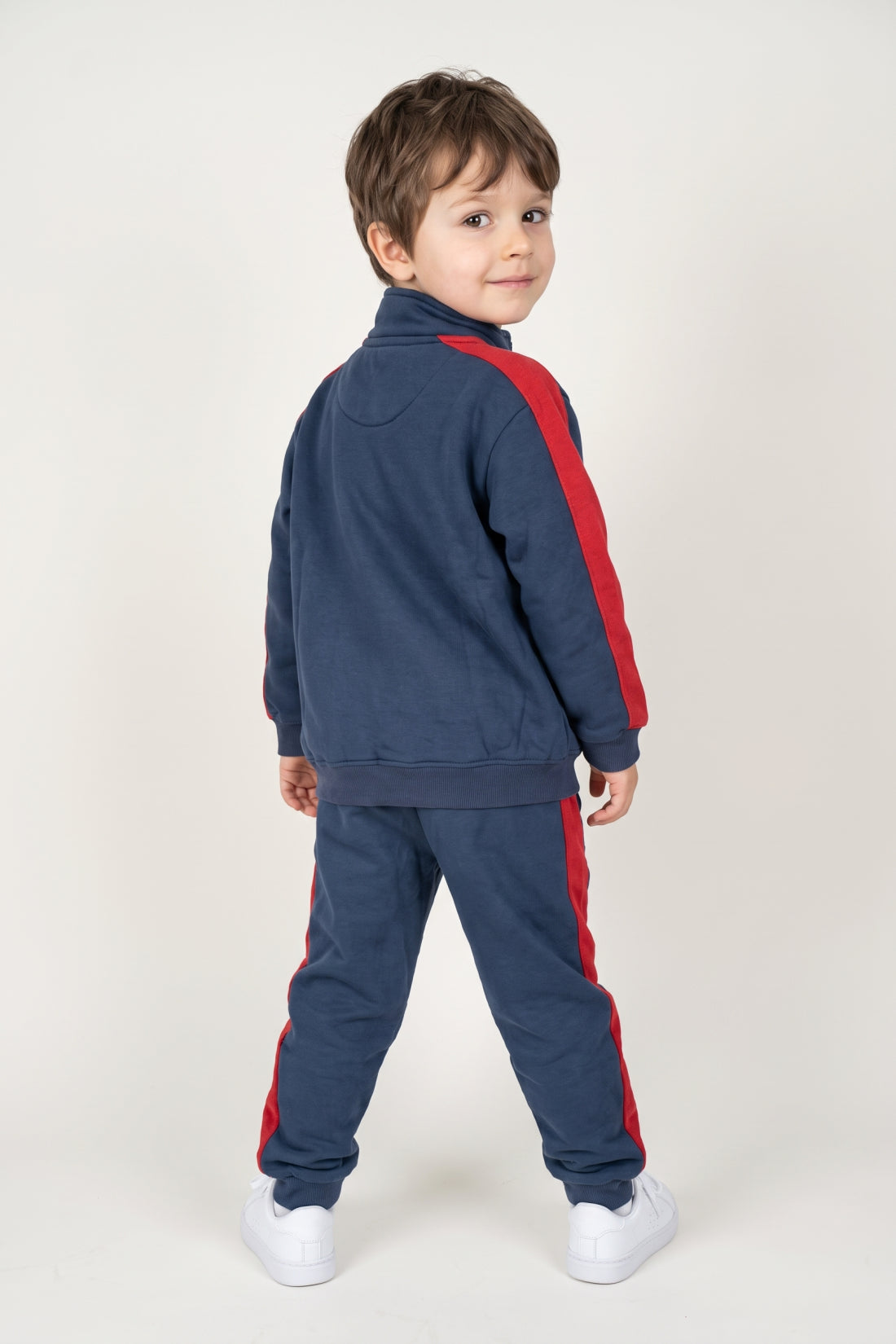 Boys Navy Blue Cotton Blend Zip Sweatshirt