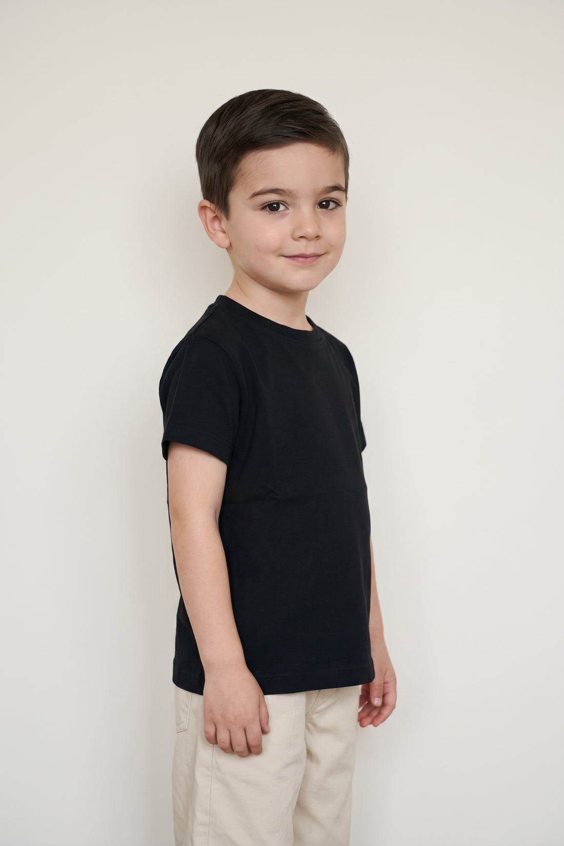 Boys Black Modal Blend Round Neck T-Shirt