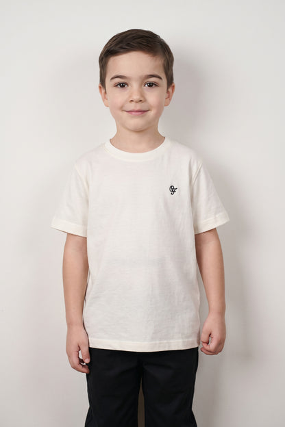 Boys White Modal Blend Round Neck T-Shirt