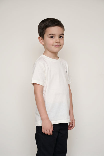 Boys White Modal Blend Round Neck T-Shirt
