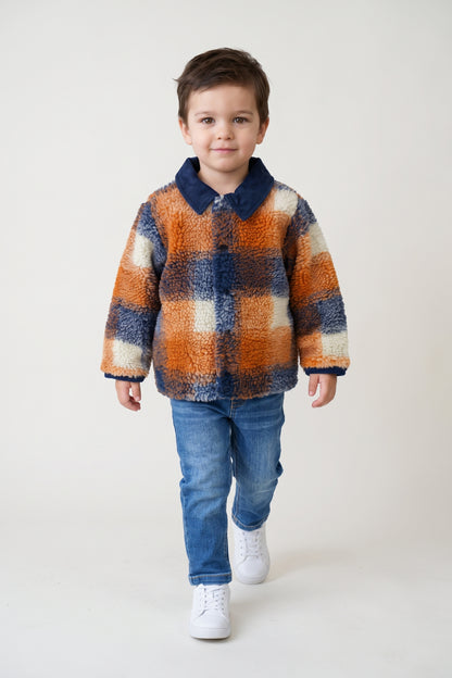 Baby Boys Multicolour Faux Fur Full Sleeve Jacket
