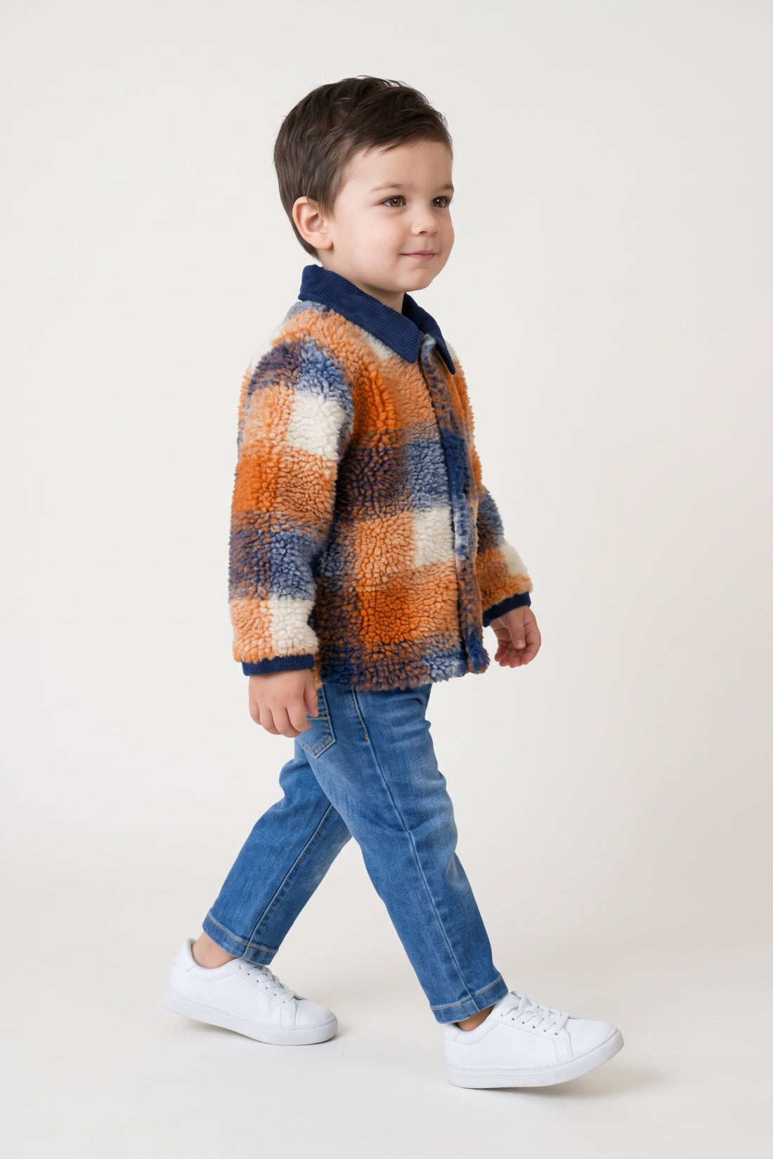 Baby Boys Multicolour Faux Fur Full Sleeve Jacket