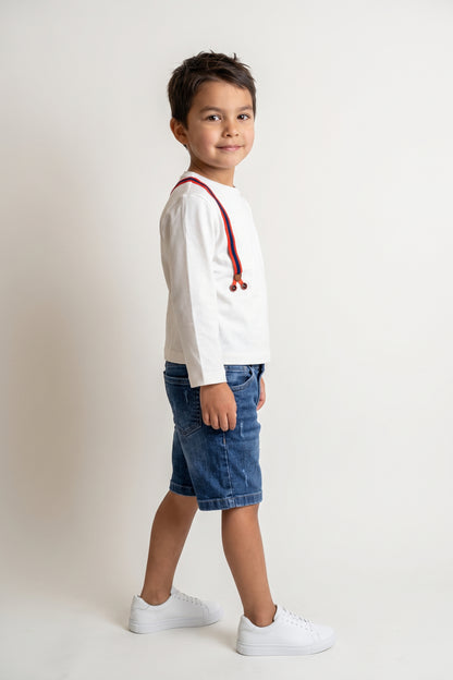 Boys Blue Cotton Denim Regular Fit Shorts