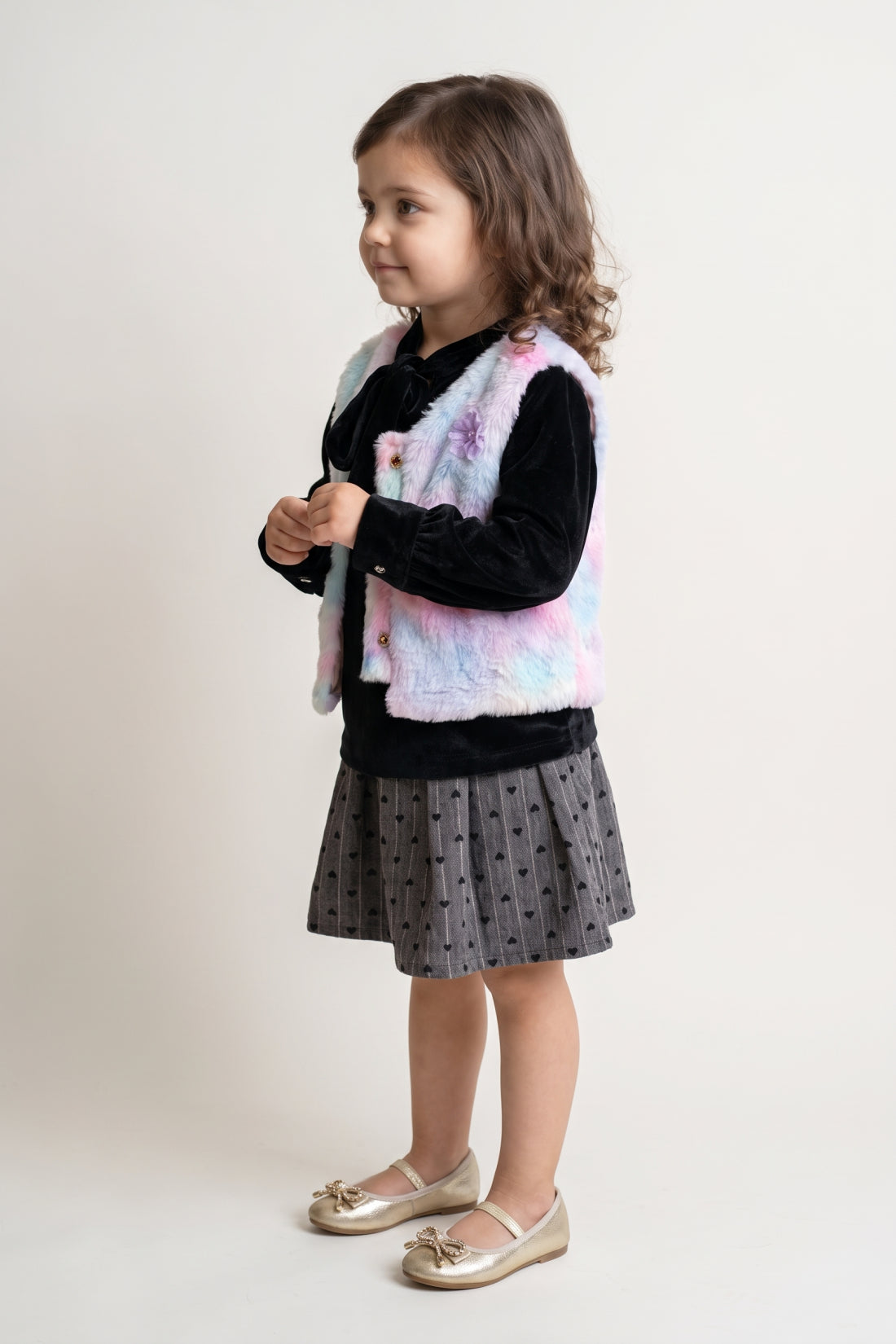 Girls Multi Fur Winter Shrug