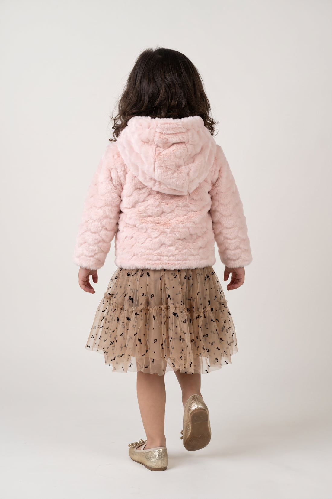 Baby Girls Pink Faux Fur Hooded Jacket