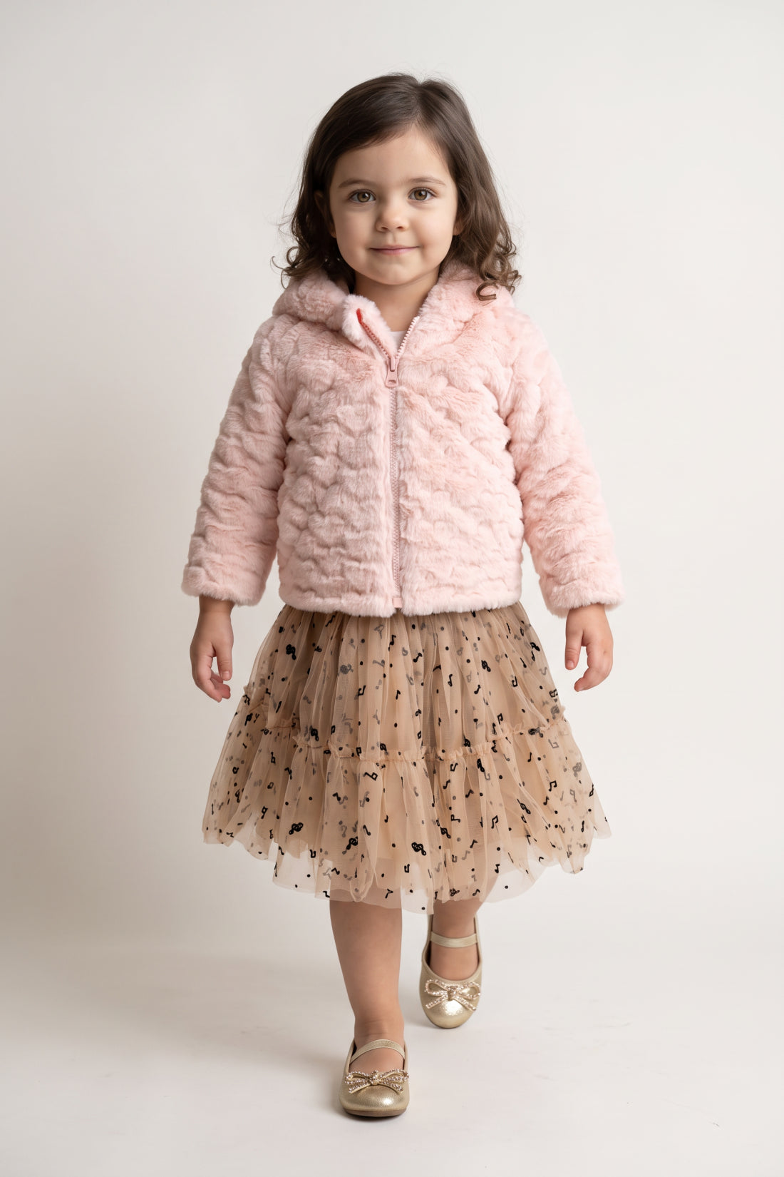 Baby Girls Pink Faux Fur Hooded Jacket