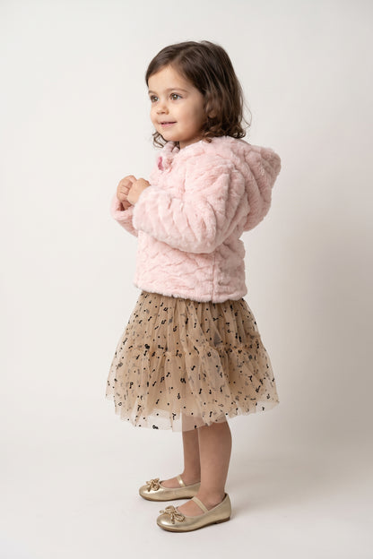 Baby Girls Pink Faux Fur Hooded Jacket