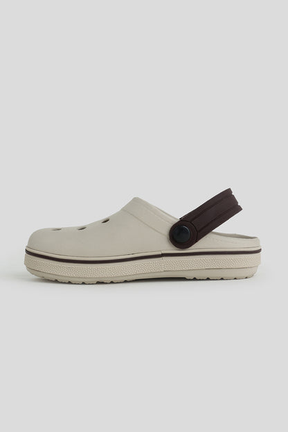 Unisex Beige Clogs with Mocha Strap