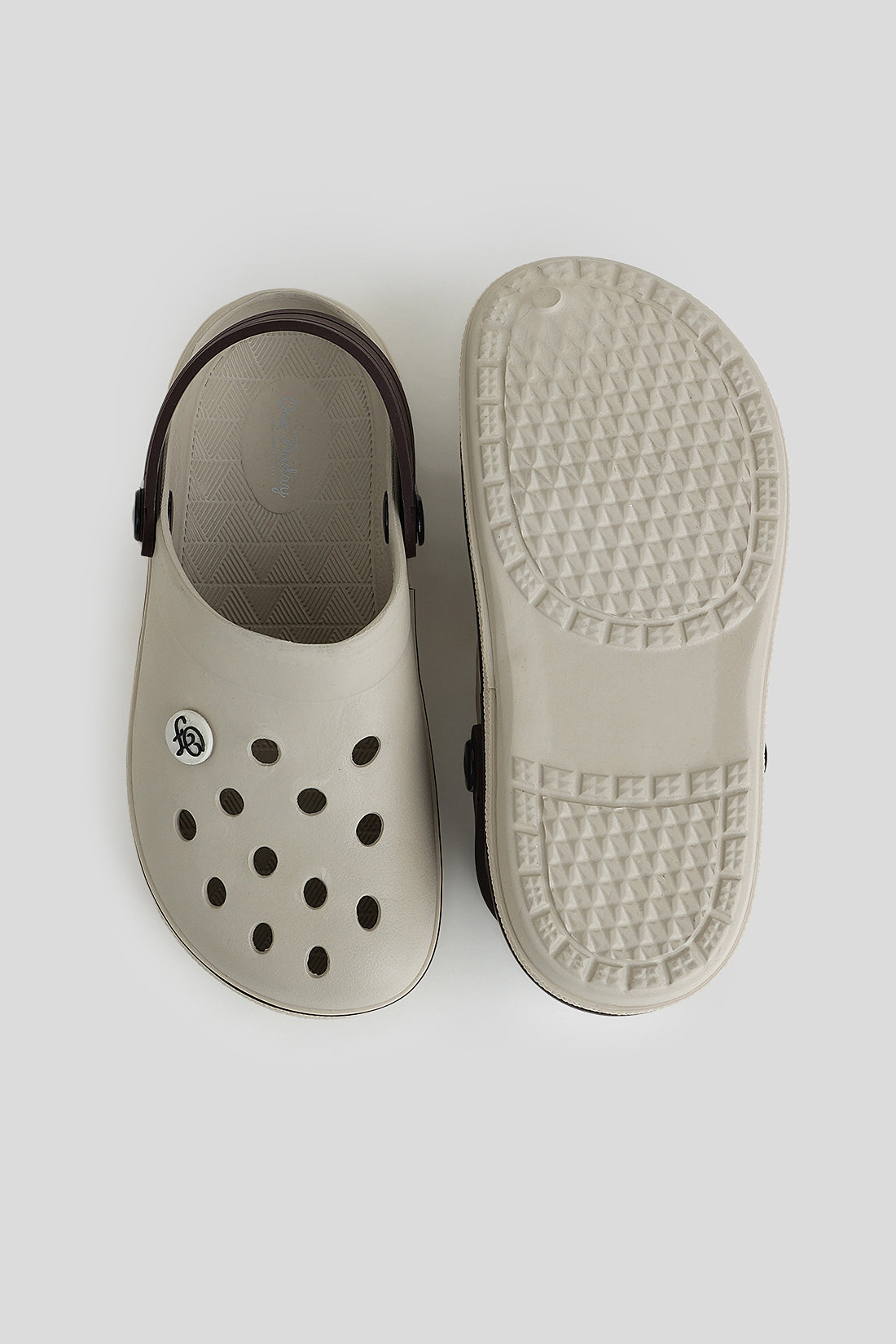 Unisex Beige Clogs with Mocha Strap