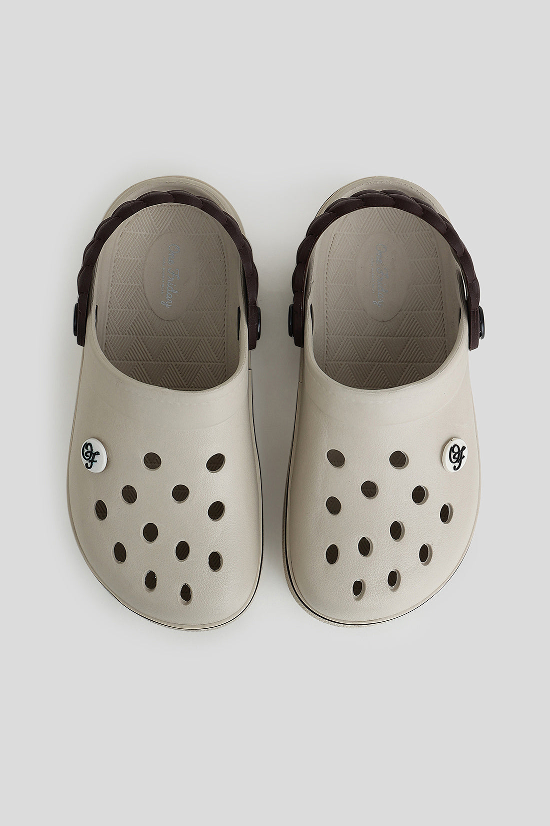 Girls Beige Clogs with Braided Mocha Strap