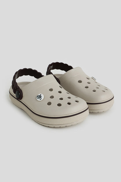 Girls Beige Clogs with Braided Mocha Strap