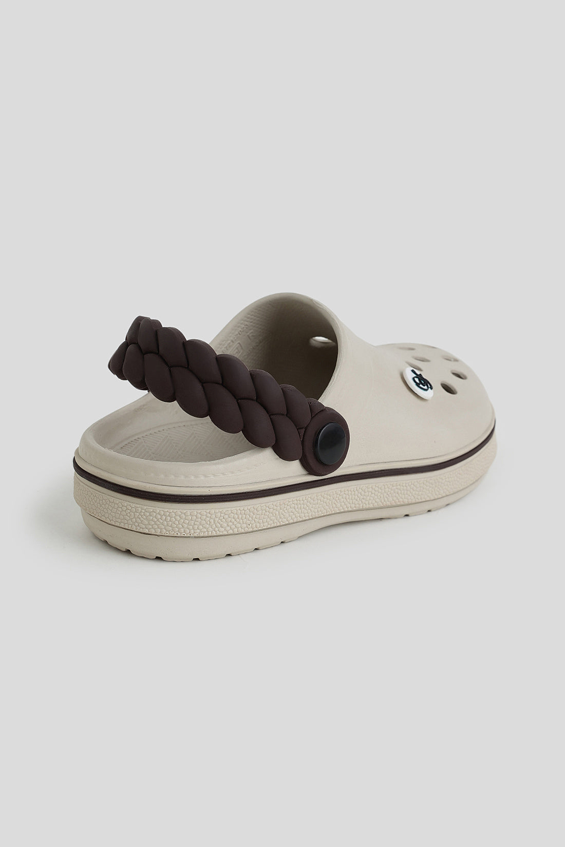 Girls Beige Clogs with Braided Mocha Strap