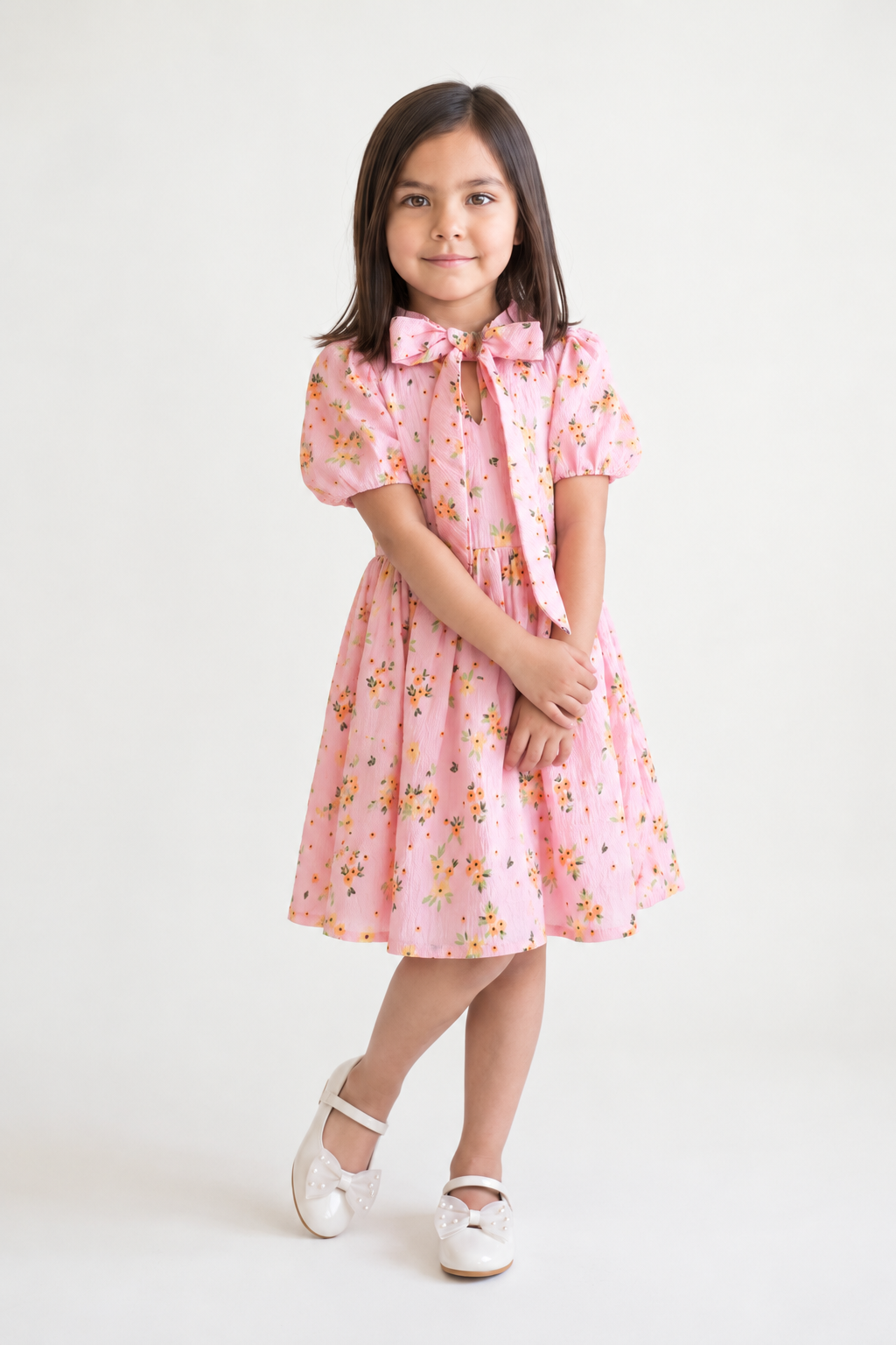 Girls Flower Print Cotton Summer Dress