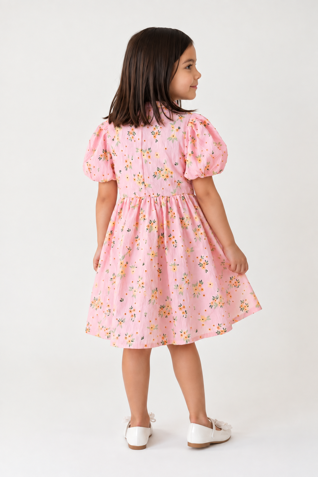 Girls Flower Print Cotton Summer Dress