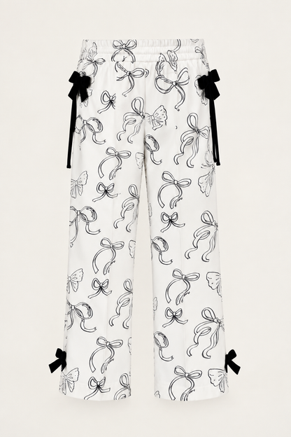 Girls Printed Cotton Fleece Regular Fit Trousers