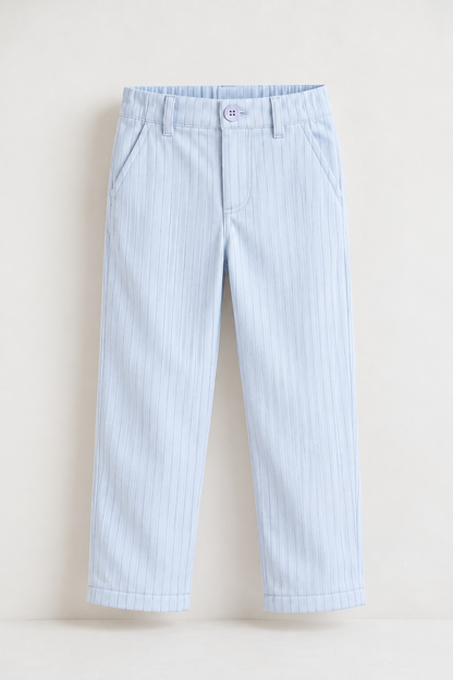Boys Blue Striped Cotton Summer Trouser