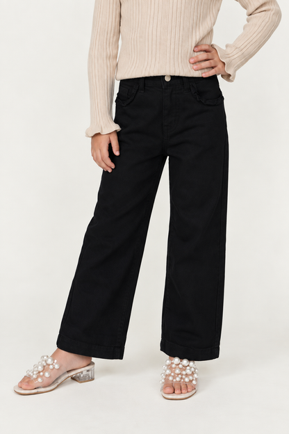 Girls Black Denim Regular Fit Jeans
