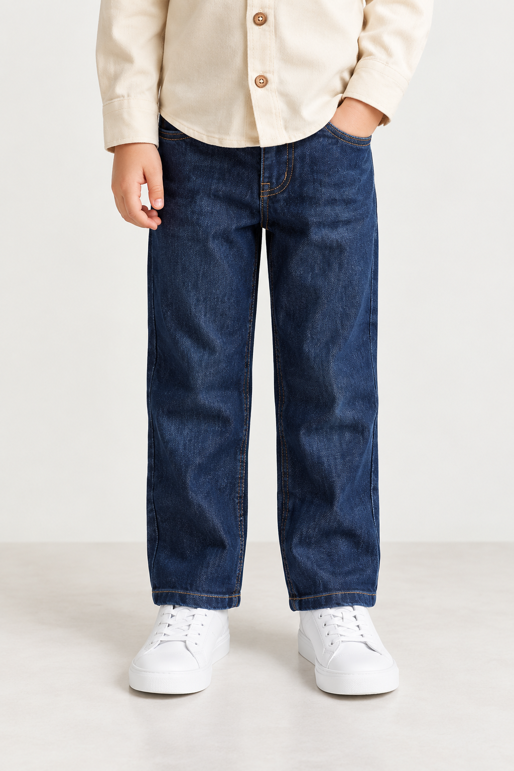 Boys Blue Embellished Cotton Denim Zip Jeans