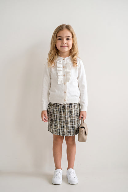 Girls Multicolour Boucle Buttoned Skirt