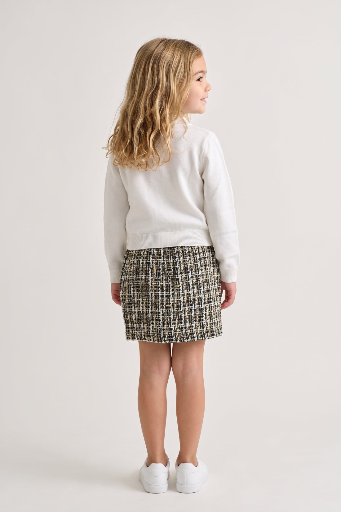 Girls Multicolour Boucle Buttoned Skirt