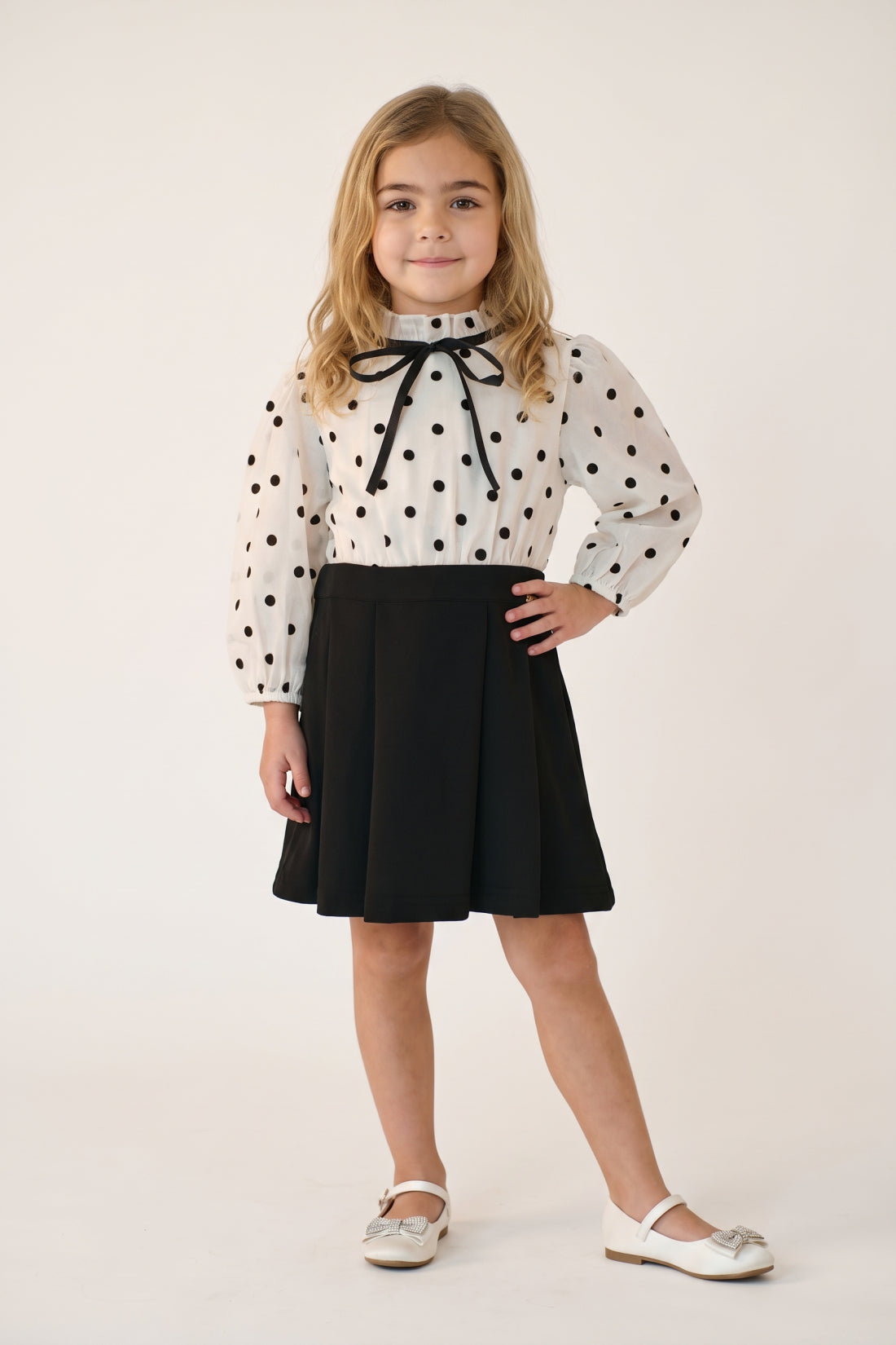 Multi Colour Polka Print Full Sleeve Dress