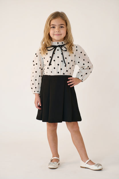 Multi Colour Polka Print Full Sleeve Dress
