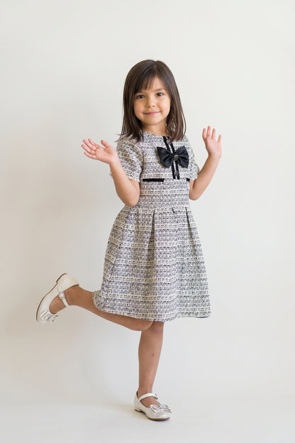 Multi Boucle Half Sleeve Zip Dress