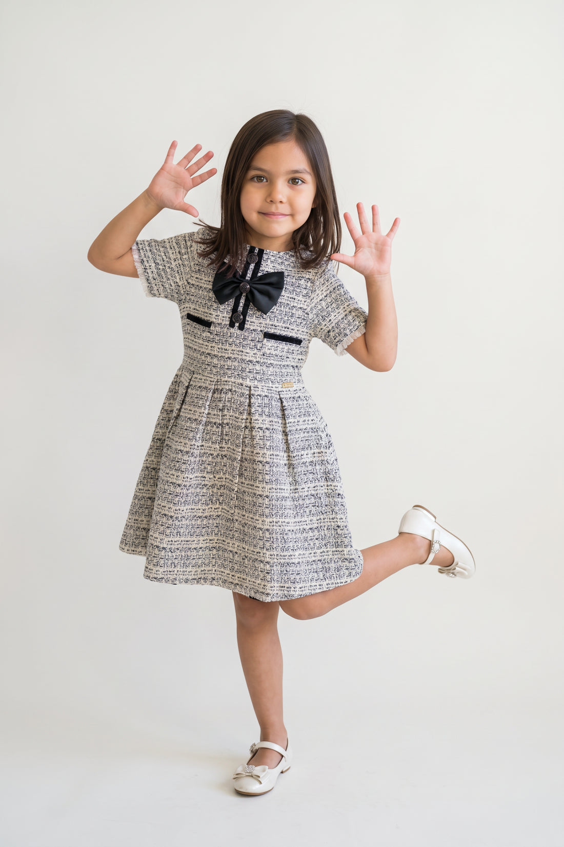 Multi Boucle Half Sleeve Zip Dress