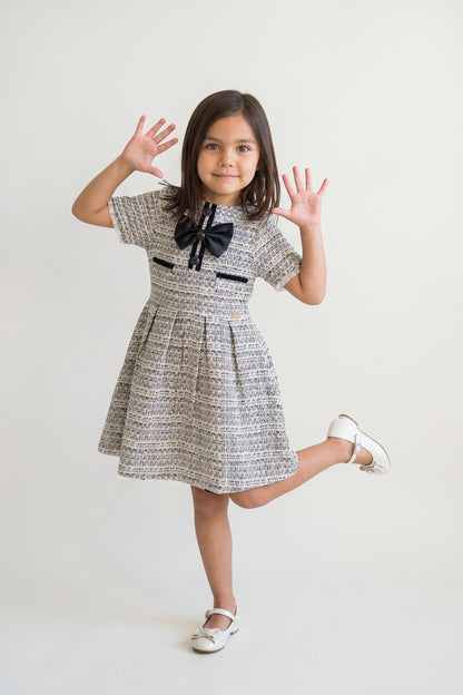 Multi Boucle Half Sleeve Zip Dress