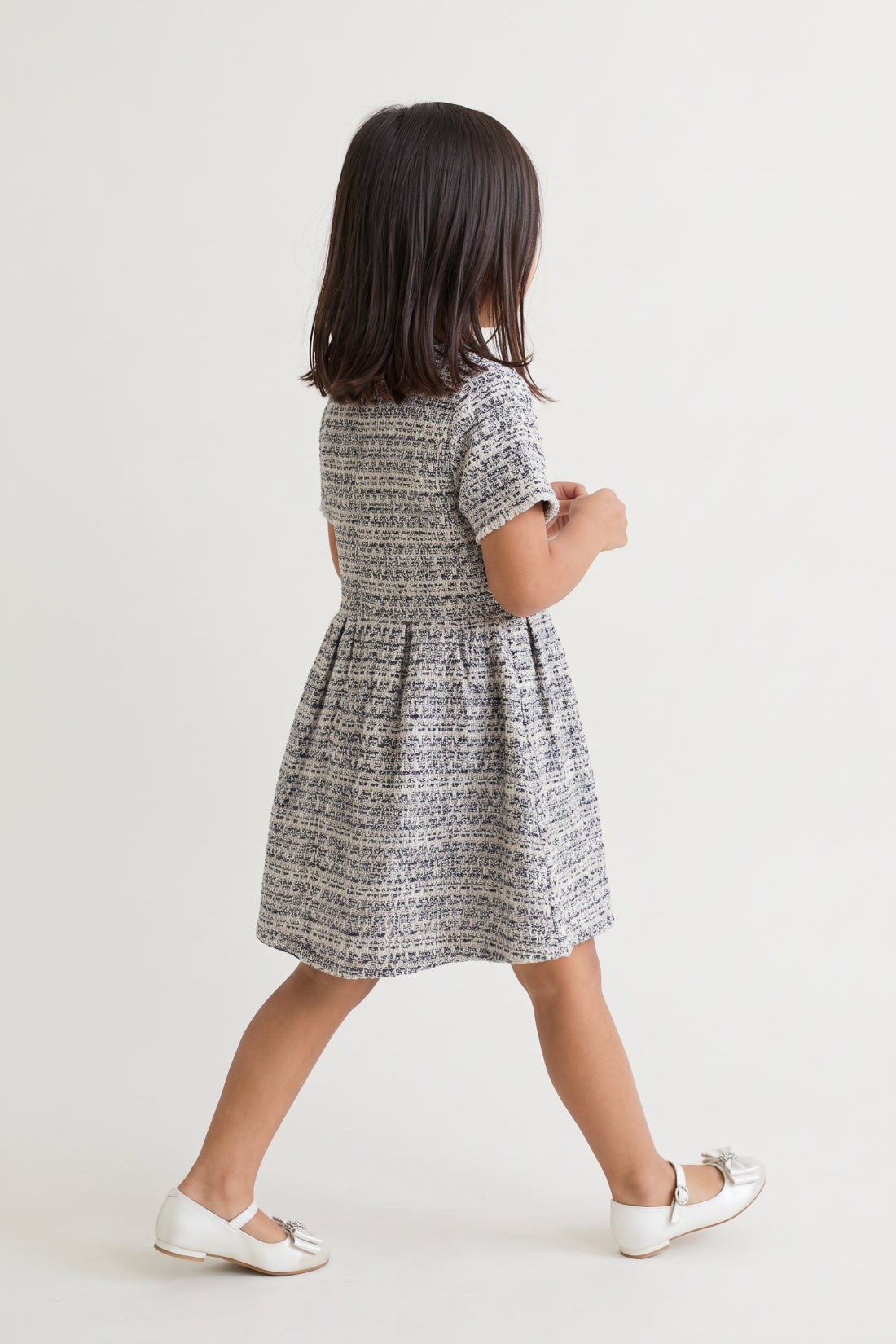 Multi Boucle Half Sleeve Zip Dress