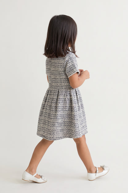 Multi Boucle Half Sleeve Zip Dress