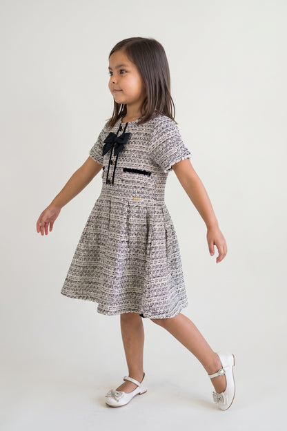 Multi Boucle Half Sleeve Zip Dress