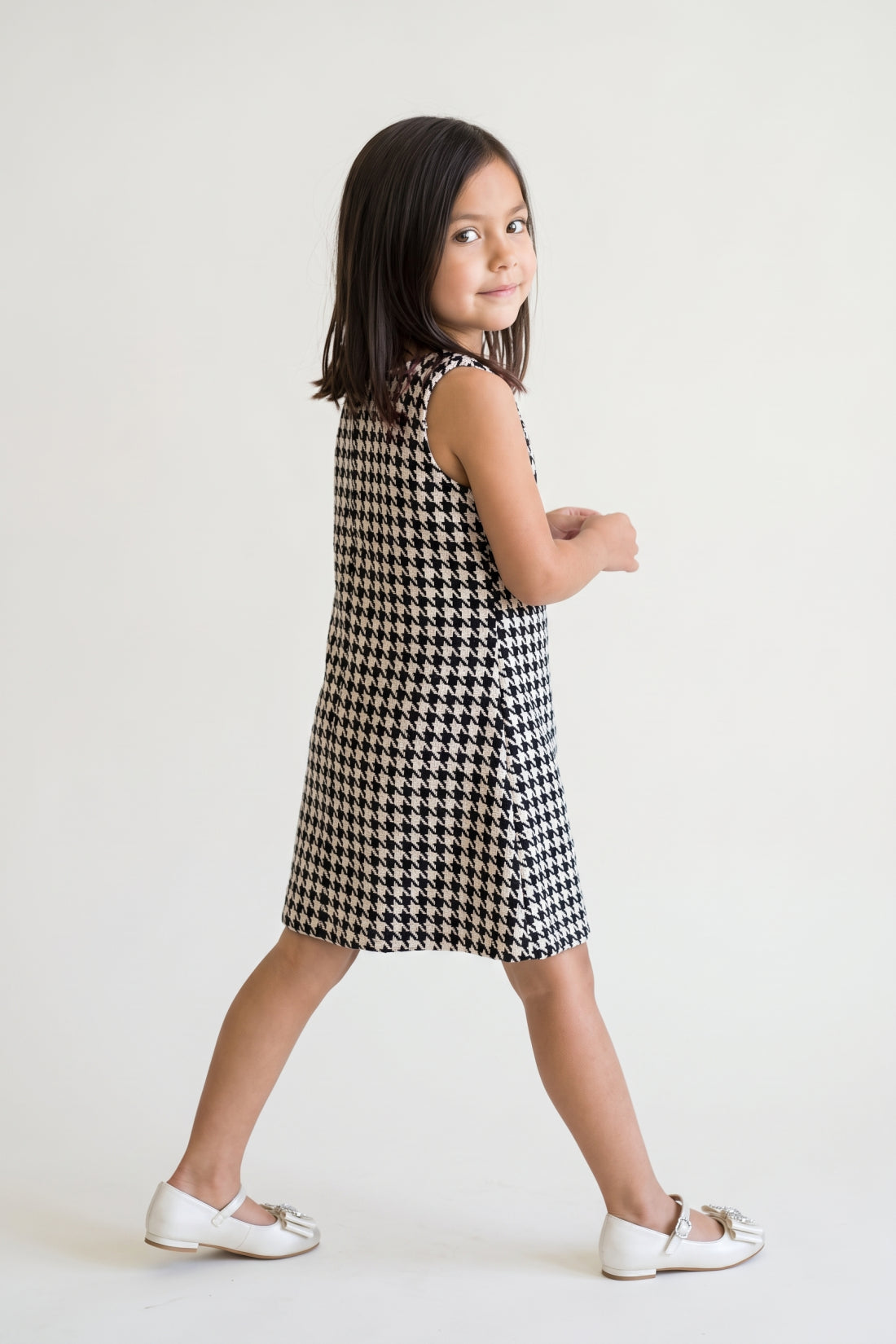 Girls Multicolour Boucle Woven Zip-Up Dress
