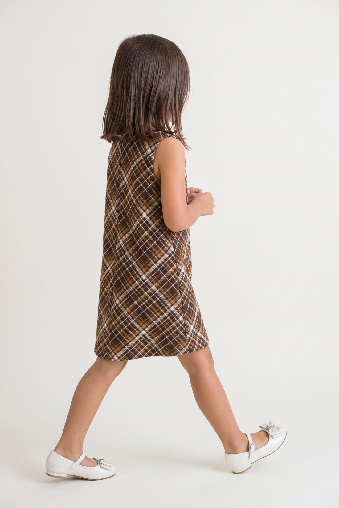 Multi Checked Flannel V-Neck Sleeveless Dress