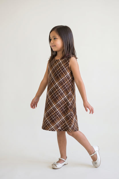 Multi Checked Flannel V-Neck Sleeveless Dress
