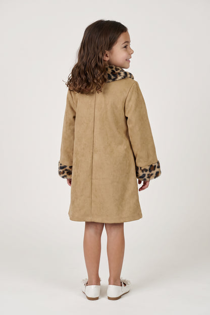 Brown Suede Peter Pan Collar Full Sleeve Dress